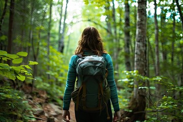 A guided nature walk focusing on the therapeutic effects of forest bathing - obrazy, fototapety, plakaty