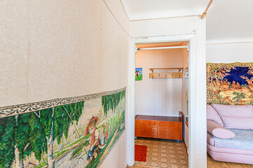 standard room interior apartment. room doors, renovation corridor lobby entrance hall