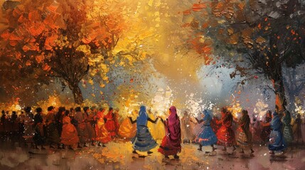 Oil painting artistic image of lohri