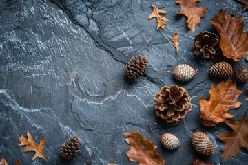 Rustic Fall Leaf Display with Acorns and Pine Decor