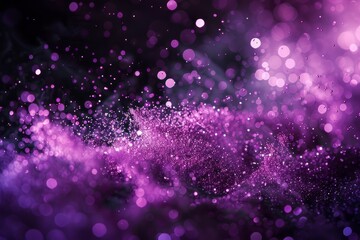 Vivid Lighting on Abstract Purple Particles, Artistic Bokeh