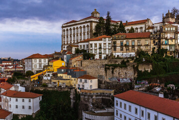 View from Dom Luis I Bridge on historic part of Porto, Portugal
