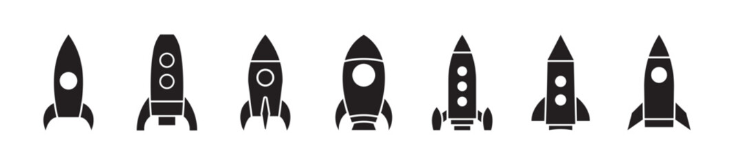 Spaceship, rocket icon set. Vector EPS 10