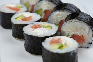tasty sushi on the white - 775791273