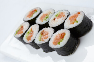 tasty sushi on the white - 775791408