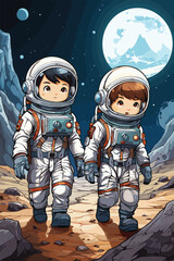 Astronauts on the Moon coloring page