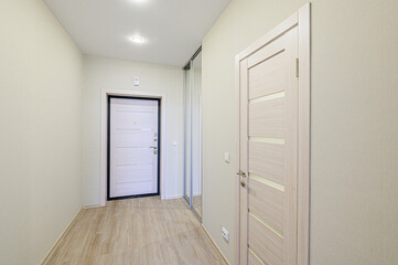 standard room interior apartment. room doors, renovation corridor lobby entrance hall
