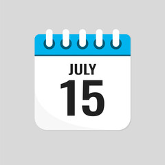 Icon page calendar day - 15 July