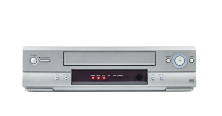 Old VHS video recorder, front view, isolated on a transparent background png