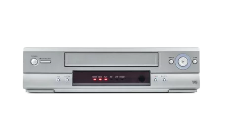 Stoff pro Meter Old VHS video recorder, front view, isolated on a transparent background png © afxhome