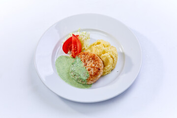 meat cutlet with mashed potato - 775793401