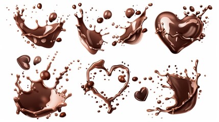 A series of chocolate splatters with a heart in the middle