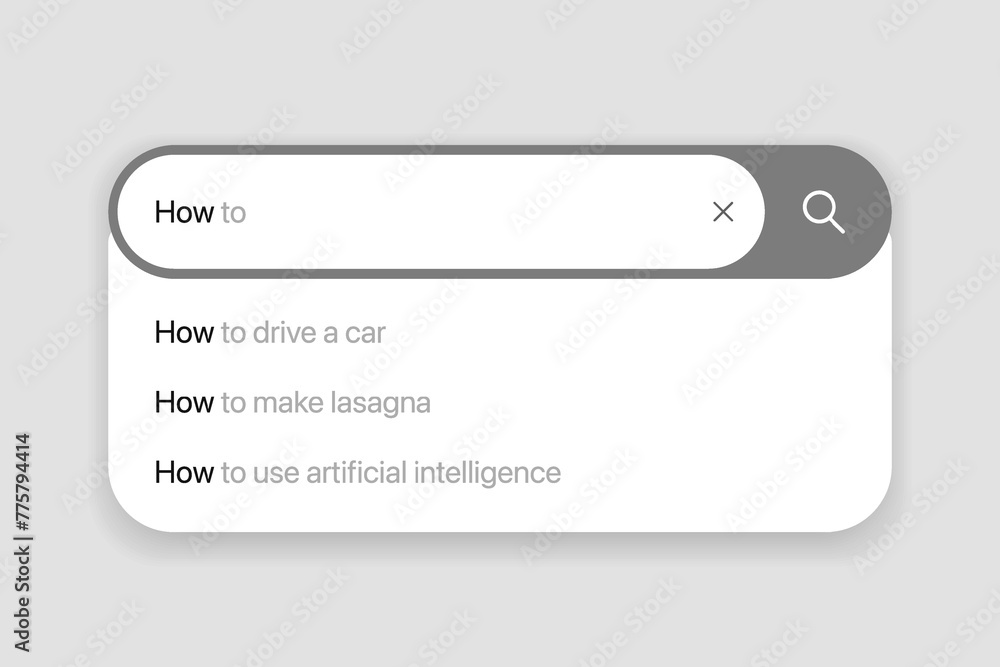 Poster Search Bar with suggestions for UI UX design and web site. Search Address and navigation bar icon. Collection of search form templates for websites. Search engine web browser window template.