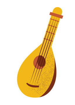 recommend clip art: Medieval music instrument, lute in cartoon style, hand drawn vector illustration, isolated on white