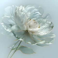 Gartenposter Layers of white flowers bloomed. Generative AI © HUIWON