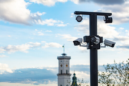 Hikvision video surveillance cameras on pole