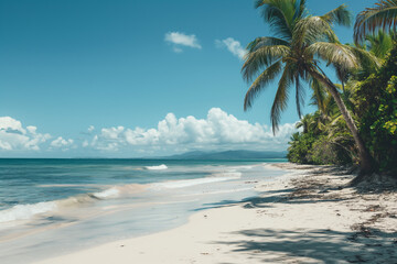 Deserted tropical beach with white sand - 775796823