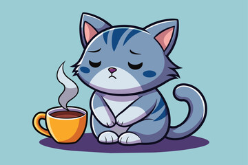 a-very-sleepy--sad-kitten-with-a-big-cup-of-hot-cof.eps