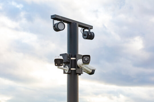 Hikvision video surveillance cameras on pole