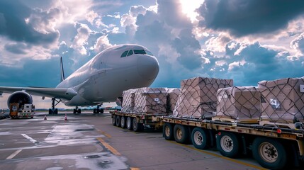 Fototapeta na wymiar freight airplane loading 