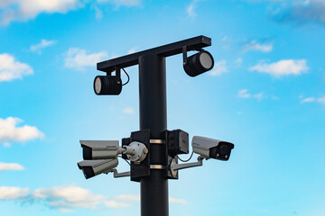 Hikvision video surveillance cameras on pole