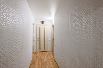 standard room interior apartment. room doors, renovation corridor lobby entrance hall