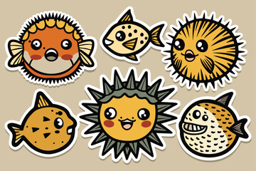 collection-of-minimalistic-puffer-fish-sea-sticker .eps