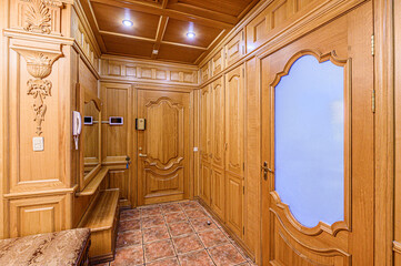 standard room interior apartment. room doors, renovation corridor lobby entrance hall