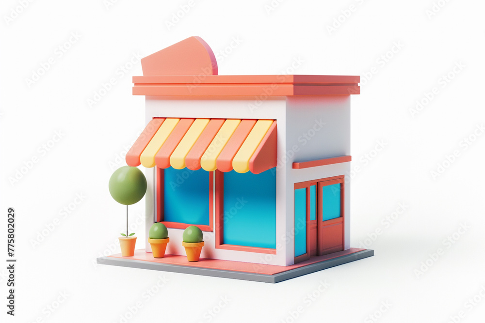 Wall mural small business store 3d icon isolated 