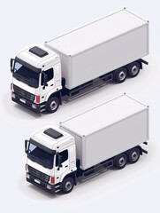 Efficiently transport goods using a white truck mockup with customizable color and isometric design.