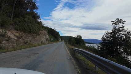 Scenic Drive through Chilean Patagonia with a Lakeside View