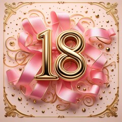 Cream and Pink 18th Anniversary Celebration Symbol