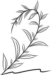Hand drawn sketch of branch with leaf. vector illustration
