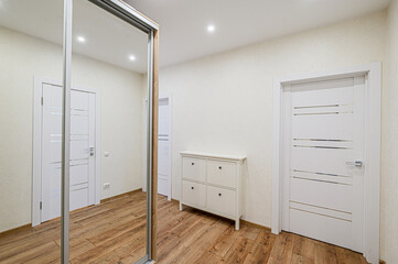 standard room interior apartment. room doors, renovation corridor lobby entrance hall