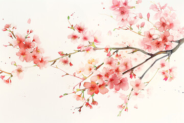 Fototapeta premium cherry blossom branch in watercolor style, sakura Japanese painting