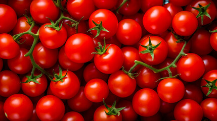 Ripe red tomatoes background. Top view.