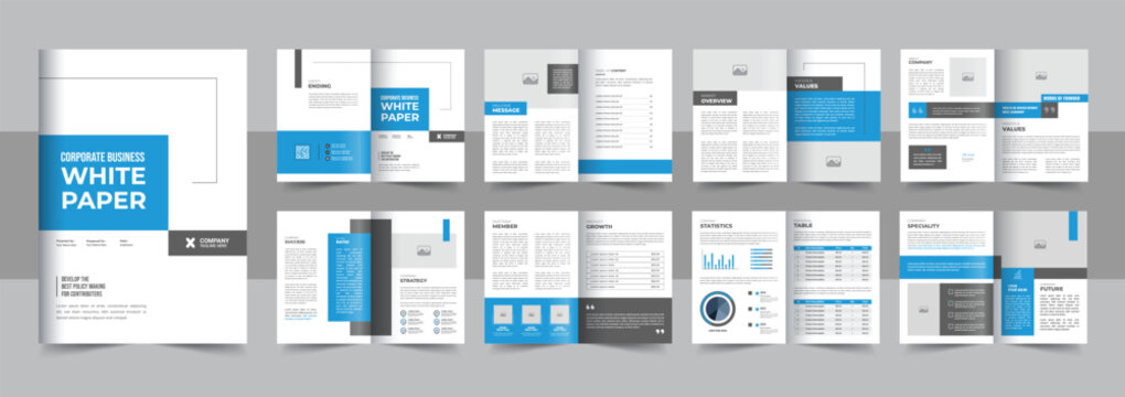Company white paper design vector layout or booklet and catalog design template layout