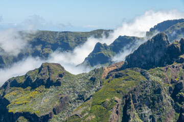 Scenic landscape on Pico Ruivo mountain in Madeira, Portugal - 775806413