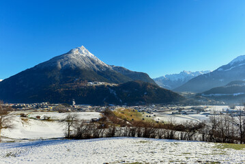 Winterlandschaft in Imst im österreichischen Bundesland Tirol