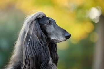 Obraz na płótnie Canvas Agile Afghan hound dog. Nature grooming. Generate Ai