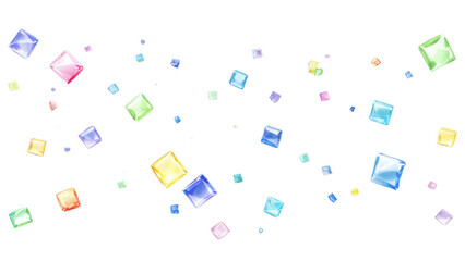 small, thin, translucent and multi-colored squares scattered