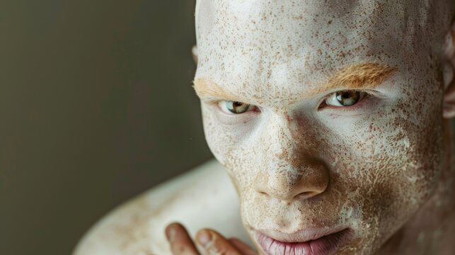 Portrait of a person with freckles and ginger hair. Beauty and skincare concept. International Albinism Awareness Day - Powered by Adobe