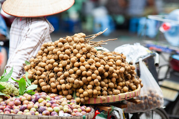 tropical spices and fruits sold at a local market in Hanoi (Vietnam) - 775808867