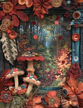 Whimsical Forest Junk Journal Page A Fiber Art Masterpiece Blending Victorian and Modern