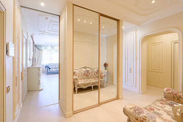 standard room interior apartment. room doors, renovation corridor lobby entrance hall