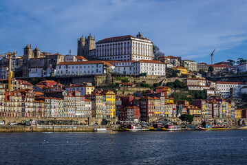 Fototapeta na wymiar Porto city buildings seen from Vila Nova de Gaia, Portugal