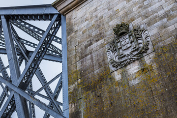 Details of Dom Luis I Bridge between Porto city and Vila Nova de Gaia, Portugal