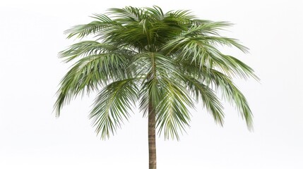 Tropical palm tree isolated on white background, perfect for summer themed designs and vacation oriented projects. Exotic plant representation.