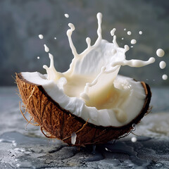 coconut milk splash on a white background