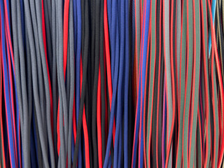 Multi colored Shoelaces texture background. Colored laces.